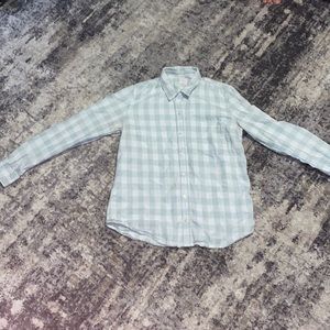 Dress shirt square pattern green and white
